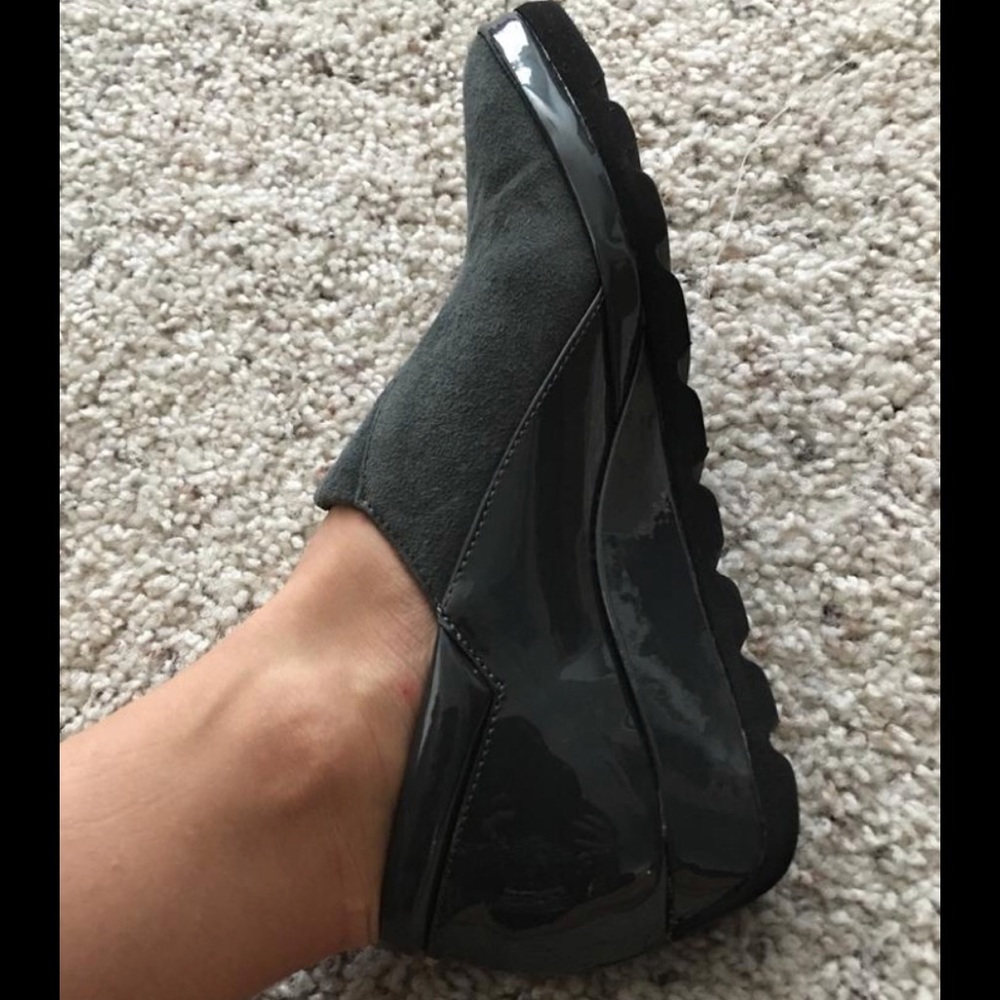 Amalfi wedge slip-on leather and suede shoe